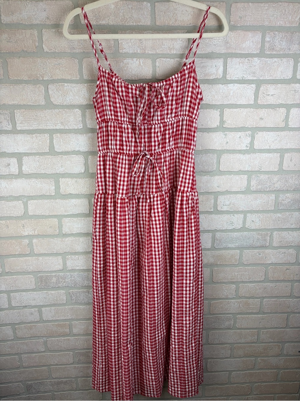 Sim & Sam XSmall Red and White Gingham Maxi Dress